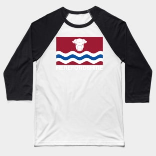 White Bull's Head and Three Wavy Lines Herefordshire Flag Baseball T-Shirt